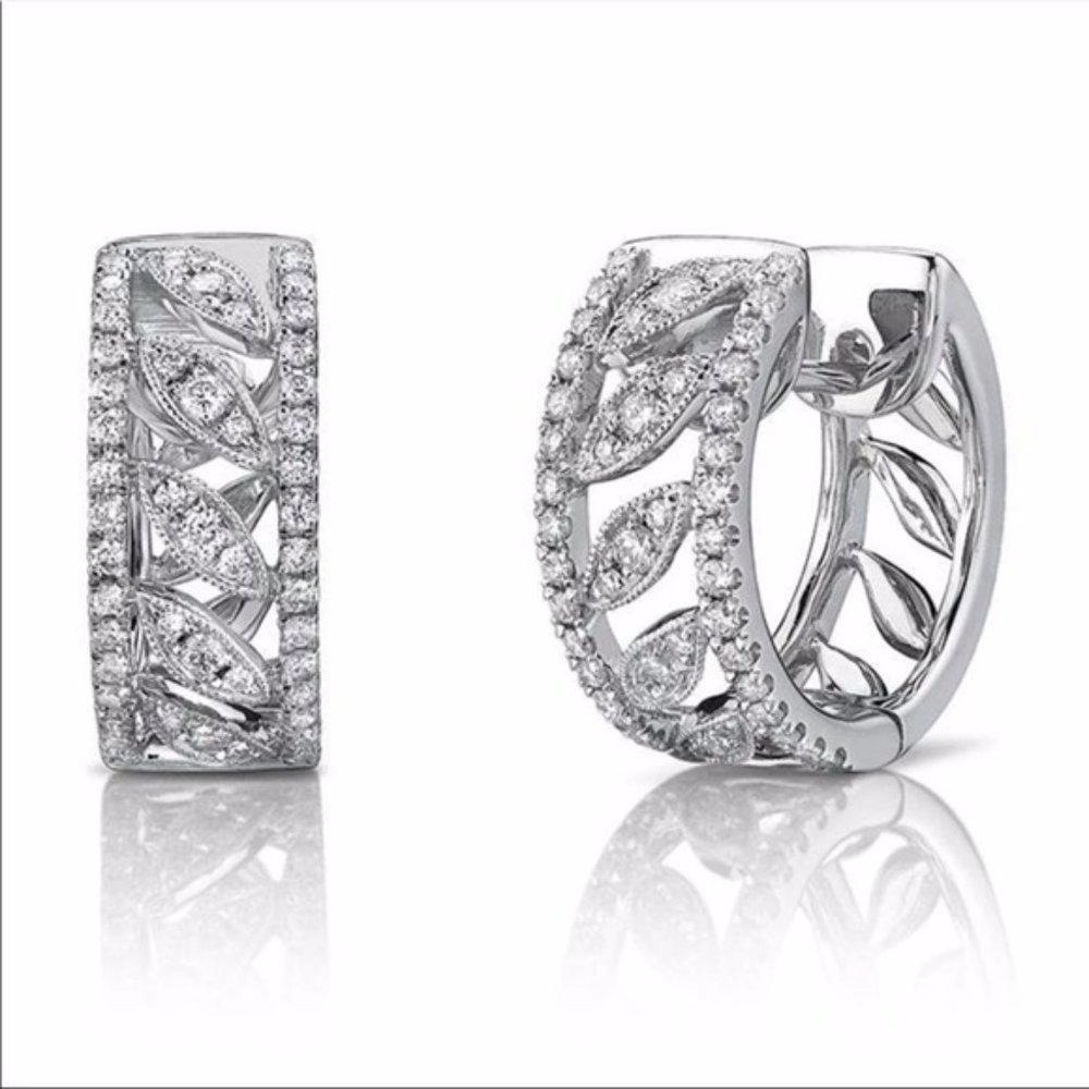 New Women Luxury 925Silver Bridal Diamond Earrings - Picture 1 of 6